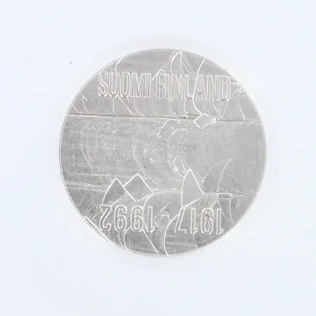 Juhlaraha, 100 Markkaa 1917-1992, Itsenäinen Suomi 75 vuotta, 925, Paino: 23,9 g