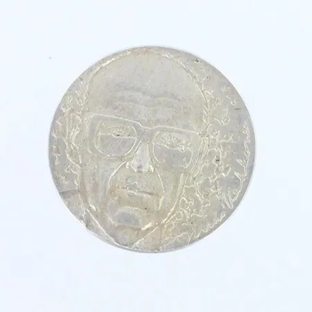 Juhlaraha, Urho Kekkonen 1975, nimellisarvo 10 markkaa, 500hopea,  Paino: 23,5 g