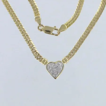 Timanttikaulakoru 1xn.0.005ct, käytön jälkiä, pituus 41cm, 585,  Paino: 5,1 g