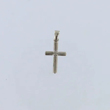 Risti-riipus timantilla 1xn.0.01ct, korkeus 20mm, 585 valkokulta,  Paino: 0,8 g