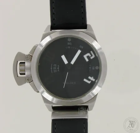 Teräsrannekello Welder K24, quartz:paristo loppunut, taulun Ø 48mm, 100m / 330ft, N*00525, lasissa naarmu.