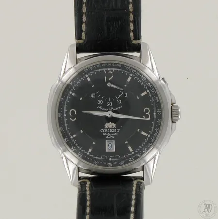 Teräsrannekello Orient Automatic 50m, EXOP-CO CS 450016, nahkaranneke, taulun Ø 41mm.