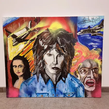 Öljyvärimaalaus, Andy McCoy, mitat 120x100cm, ei kehyksiä, signeeraus Andy McCoy,  Ota yhteys panttilainaamoon kuljetusmaksusta sopimiseksi.
