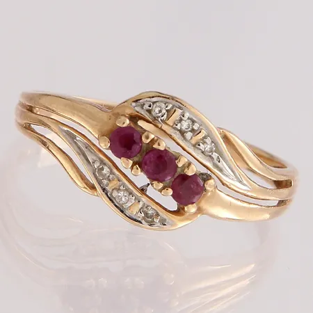 Kivisormus timanteilla 6xn.0.005ct, koko 16½, 585br, Paino: 1,5 g