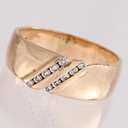Timanttisormus 10xn.0.02ct, koko 18¾, 585, Paino: 6,5 g