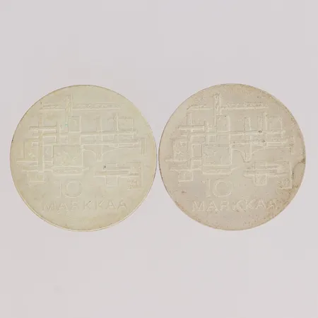 Kaksi juhlarahaa, nimellisarvo yht 20mk, Suomi Finland 1917-1967, 900, paino  Paino: 48 g