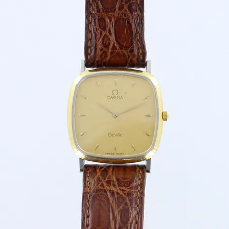 Teräsrannekello Omega De Ville, kaiverrettu, quartz: paristo loppunut, taulun Ø 30mm, 54445073, pieniä käytön jälkiä
