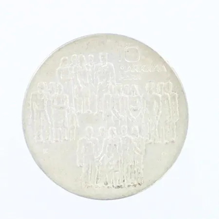 Juhlaraha, Itsenäinen Suomi 60 vuotta, nimellisarvo 10mk, 1917-1977, 500,  Paino: 21,8 g