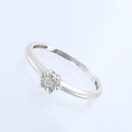 Timanttisormus 1xn.0.02ct, koko 16½, 585 valkokulta,  Paino: 1,2 g