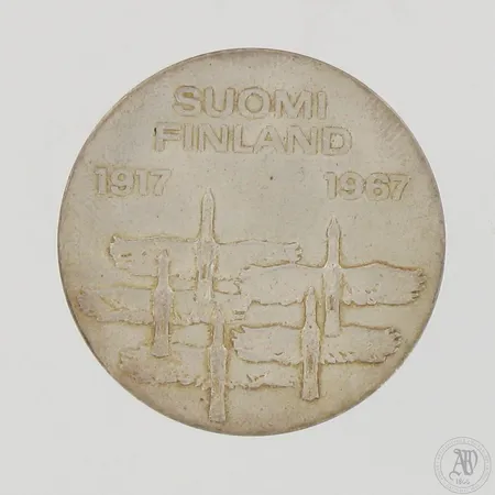 Juhlaraha Suomi Finland 1917-1967, nimellisarvo 10mk, 900,  Paino: 24 g