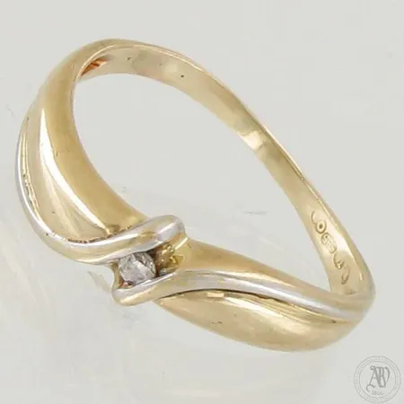 Timanttisormus 1xn.0.03ct, koko 17½, 585,  Paino: 2,1 g