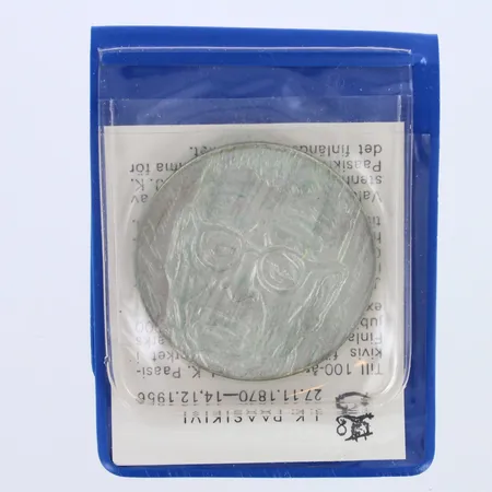 Juhlaraha J.K Paasikivi, 100 vuotta, vuodelta 1970, nimellisarvo 10 markkaa, 500,  Paino: 22,6 g