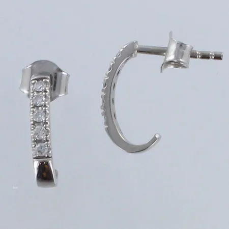 Timanttikorvakorut 10xn0.01ct, korkeus 13mm, 585 valkokulta, Paino: 1,6g