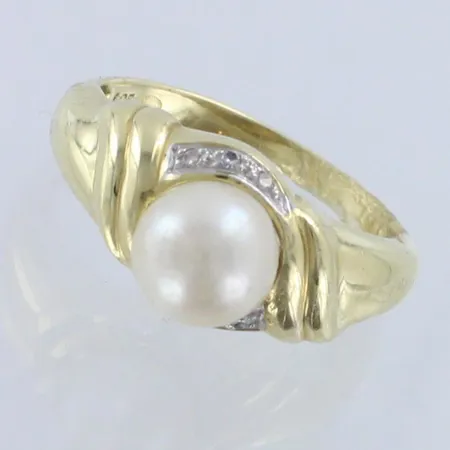 Helmisormus timanteilla 6xn.0.005ct, käytön jälkiä, koko 16½, 585br, Paino: 3,6g