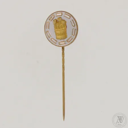 Rintaneula, pituus 47mm, Ø 15mm, 750 kelta- ja valkokulta,  Paino: 2,8 g