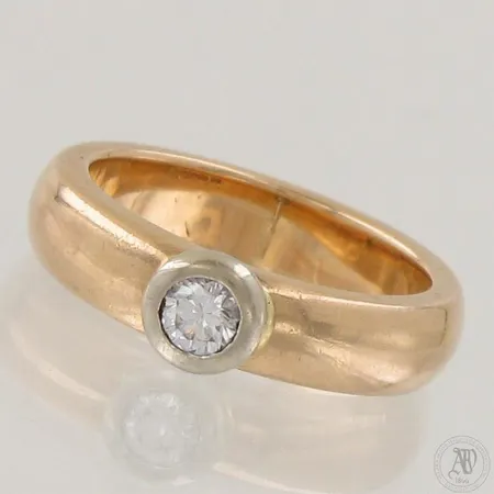 Timanttisormus 1xn.0.23ct, pieniä käytön jälkiä, koko 17½, 585,  Paino: 9,3 g
