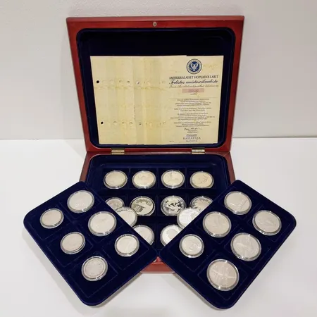 24 hopearahaa laatikossa, 24,6g/400, 529,4g/900. Lähetetään postipakettina.