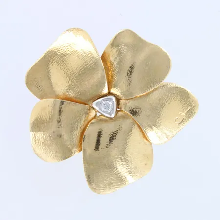 Timanttirintaneula kahdella riipuslenkillä 1xn.0.08ct, tekijä C.L. , korkeus 40mm, 585,  Paino: 15 g