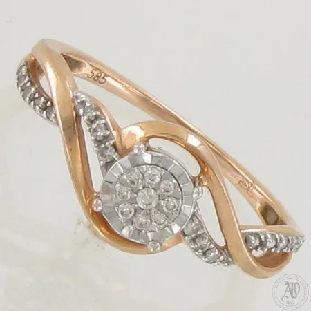 Timanttisormus 24xn.0.005ct 1xn.0.01ct, koko 16½, 585,   Paino: 1,9 g