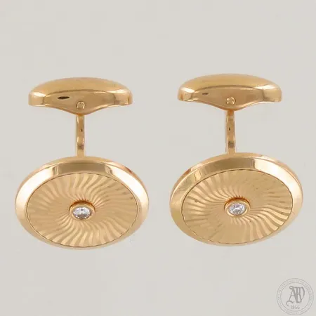 Timanttikalvosinnapit 2xn.0.08ct, Ø 20mm, 750br, Paino: 24,6 g
