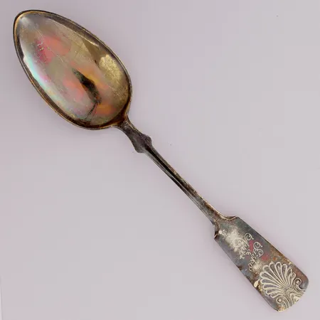 Tarjoilulusikka, kaiverrettu, Musla, pituus 241mm, 813,  Paino: 60,8 g