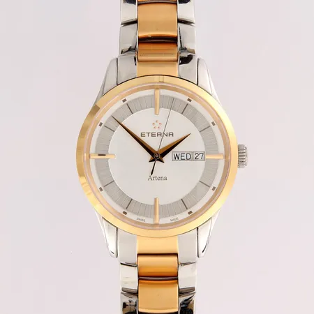 Teräsrannekello, Eterna Artena, ref. 2525.53.11.1725, sr. 320.280, quartz, taulun Ø40mm, laatikko, jatkopalat ja takuutodistus Lähetetään postipakettina.