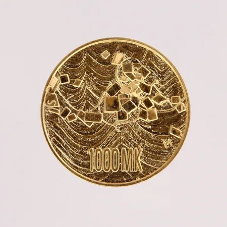 Kultaraha Suomi 1992, nimellisarvo 1000mk, Itsenäinen Suomi 75 vuotta, 900, 9,0g Paino: 9 g