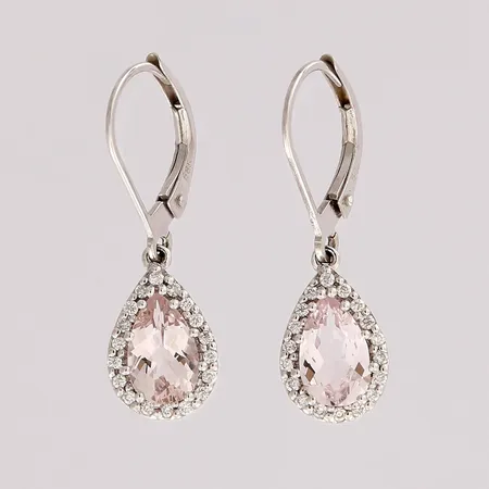 Kivikorvakorut timanteilla 36xn.0.005ct, korkeus 25mm, 585 valkokulta, Paino: 2,9 g