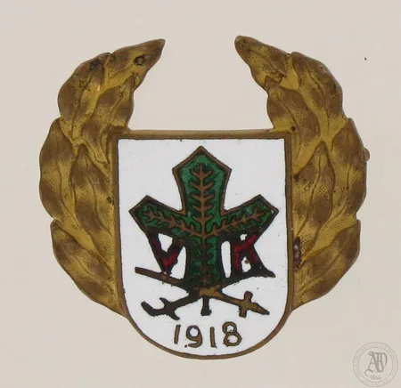Vöyrin sotakoulun merkki 1918, numeroitu ja nimetty Väinö Oksala 292