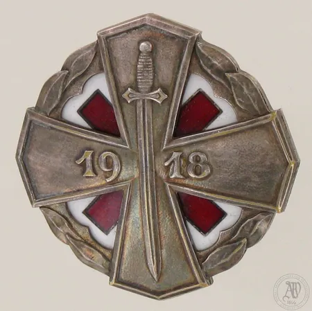 Vapaussodan invalidimerkki 1918, numeroitu 1429, leimalla S.K.O.Y