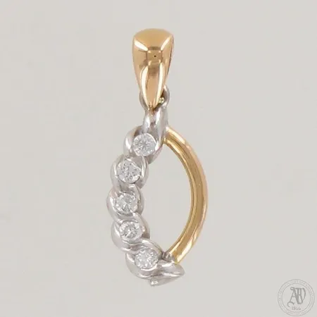 Timanttiriipus, 5xn0.05ct, korkeus 24mm, 750 kelta- ja valkokulta,  Paino: 2,8 g
