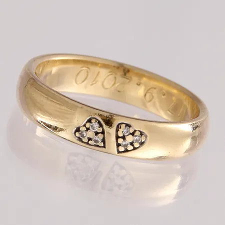 Timanttisormus 6xn.0.005ct, kaiverrettu, koko 17½, 585,  Paino: 4,4 g