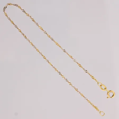 Singapore-ranneketju, pituus 190mm, 585 kelta- ja valkokulta,  Paino: 0,8 g