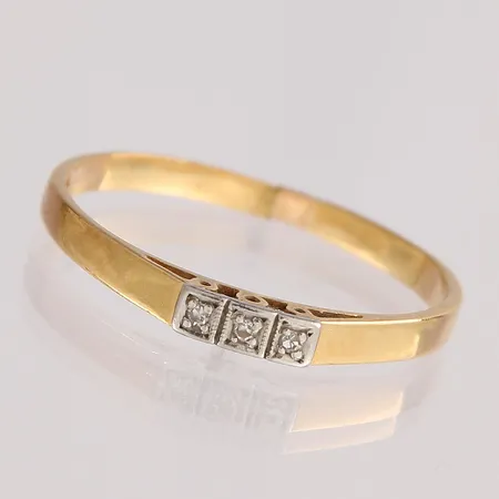 Viallinen timanttisormus 3xn.0.005ct, 750 kelta- ja valkokulta, Paino: 1,9 g