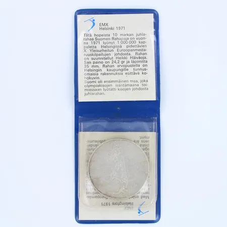 Juhlaraha EMX Helsinki 1971, nimellisarvo 10mk, 500, Paino: 24,2 g