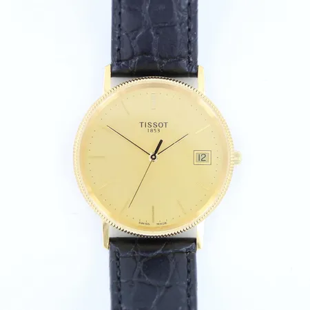 Kultarannekello Tissot 1853, quartz, nahkaranneke, Ø33mm, laatikko ja paperit, 750br,