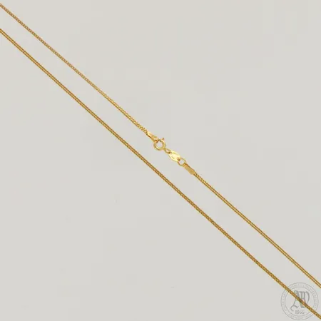 Kaulaketju, hyvin pieniä käytön jälkiä, pituus ja leveys 46cm ja 1,4mm, 875,  Paino: 5,6 g