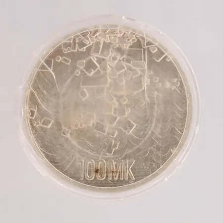 Juhlaraha, Itsenäinen Suomi 75 vuotta, 1992, nimellisarvo 100mk, 925 , Paino: 24 g