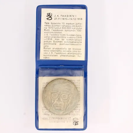 Juhlaraha, J.K Paasikivi, 1970, nimellisarvo 10mk, 500, Paino: 22,6 g