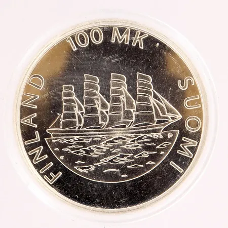 Juhlaraha, Åland 1921-1991, nimellisarvo 100mk, 925, Paino: 24 g