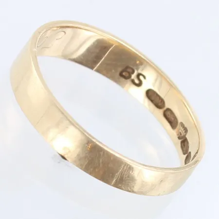 Sileä sormus, kaiverrettu, koko 18¼, leveys 4,1mm, 585, Paino: 2,3 g