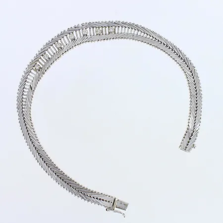 Timanttirannaketju 7xn0.005ct,  pituus 210mm, 585 valkokulta, Paino: 20,3 g