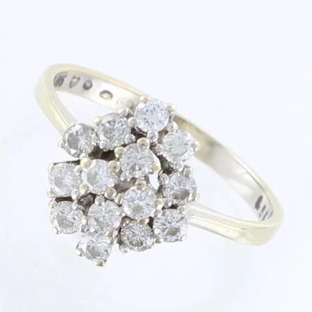 Timanttisormus 14xn.0.05ct, kaiverrettu, koko 18, valkokulta 585,  Paino: 2,5 g