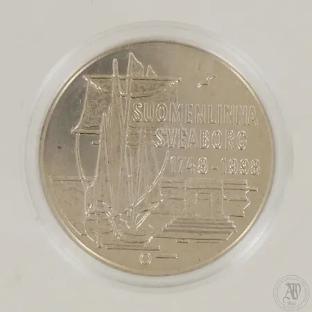 Juhlaraha Suomenlinna 250-vuotta, nimellisarvo 100mk, 925,  Paino: 22,3 g
