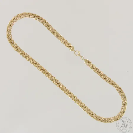 Kaulaketju, käytön jälkiä ja painaumia, pituus 48cm ja leveys 7,6mm, 585,  Paino: 20,9 g