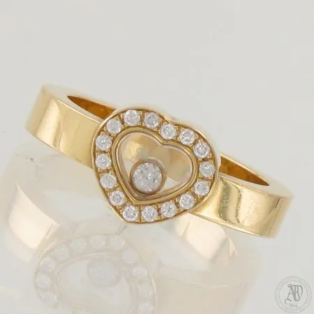Timanttisormus Chopard 16xn.0.02ct 1xn.0.05ct, Happy Diamond Heart, koko 16½, 750,  Paino: 8 g