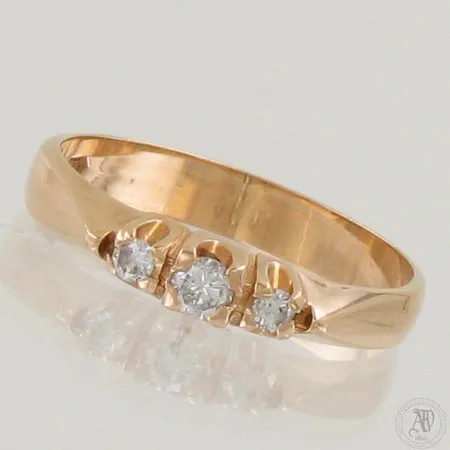 Timanttisormus 2xn.0.03ct 1xn.0.08ct, koko 17, 585,  Paino: 2,5 g
