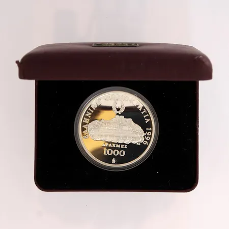 Juhlaraha 1000 Apaxmai, Kreikka, 100th anniversary of olympic games, kotelossa, 925, Paino: 33,6 g