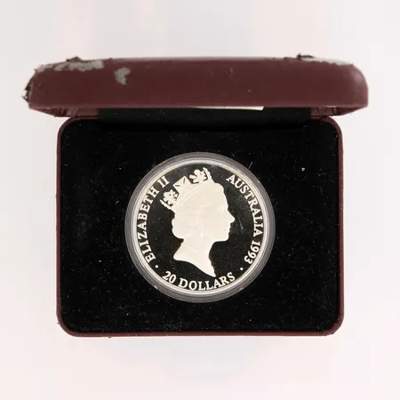 Juhlaraha 20 dollars, Australia, 100th anniversary of olympic games, kotelossa, 925, Paino: 33,6 g