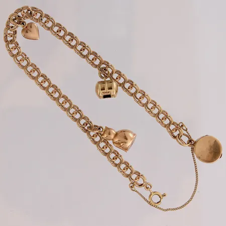 Bismark-ranneketju riipuksilla, pituus 192mm, 585,  Paino: 10,3 g